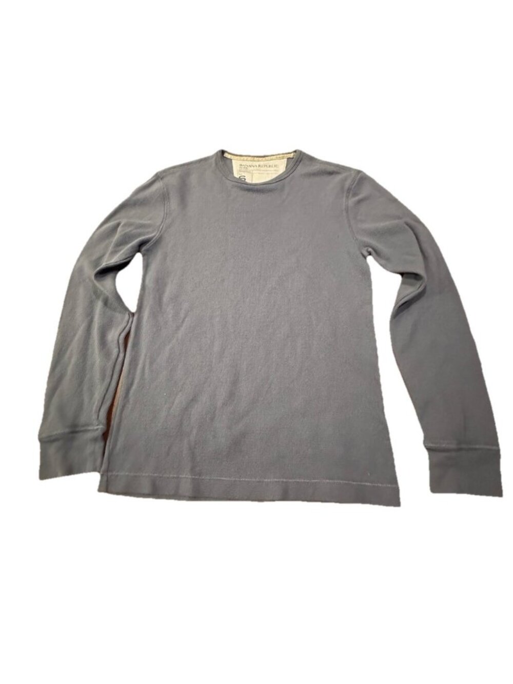 Banana Republic Thermal Shirt Mens Small Blue Long Sleeve Ribbed Waffle Knit